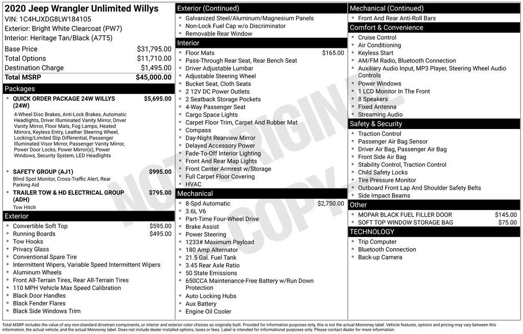2020 Jeep Wrangler Unlimited Willys