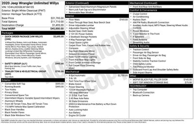 2020 Jeep Wrangler Unlimited Willys