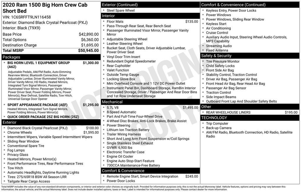 2020 RAM 1500 Big Horn/Lone Star