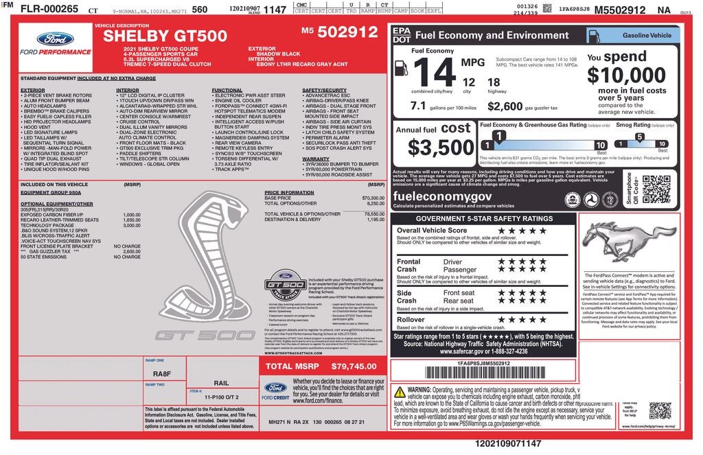 2021 Ford Mustang Shelby GT500