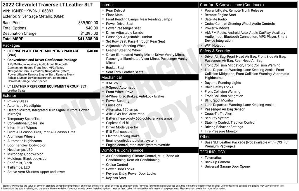 2022 Chevrolet Traverse LT Leather