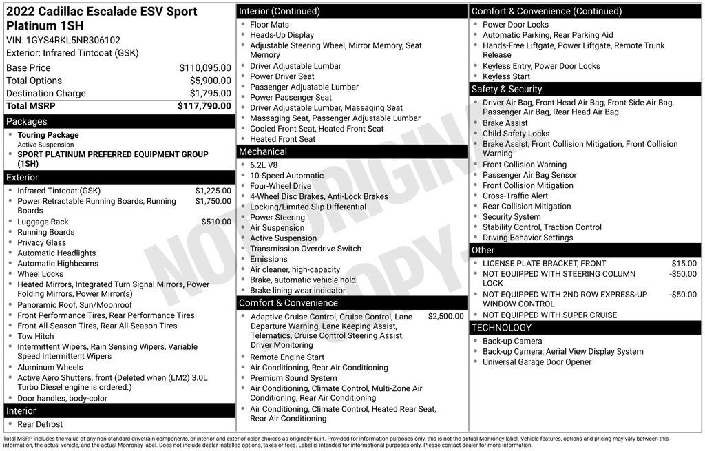 2022 Cadillac Escalade ESV Sport Platinum