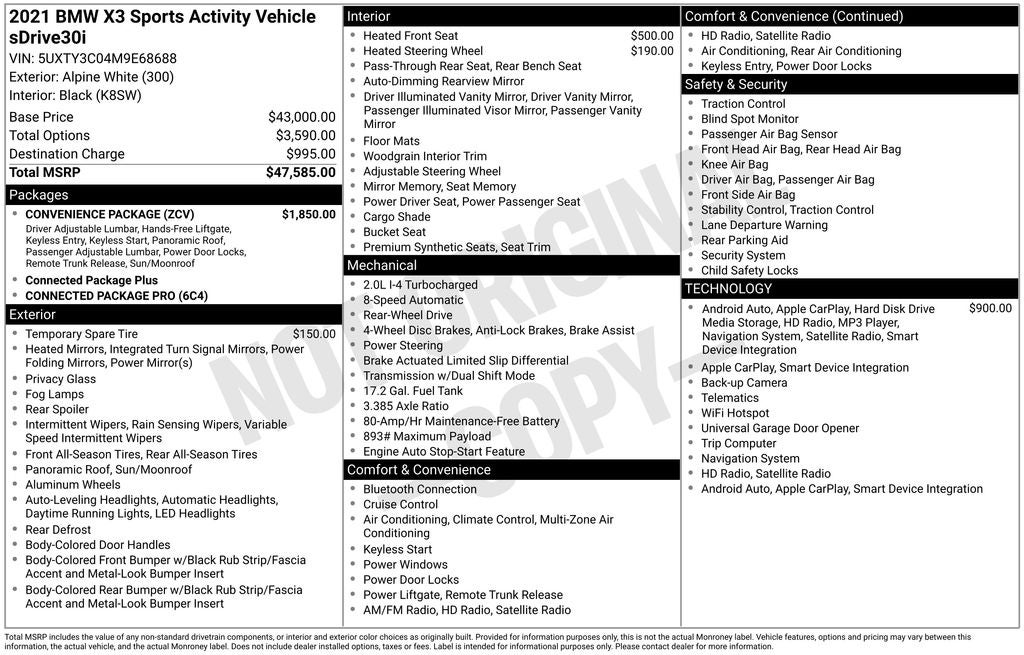 2021 BMW X3 sDrive30i