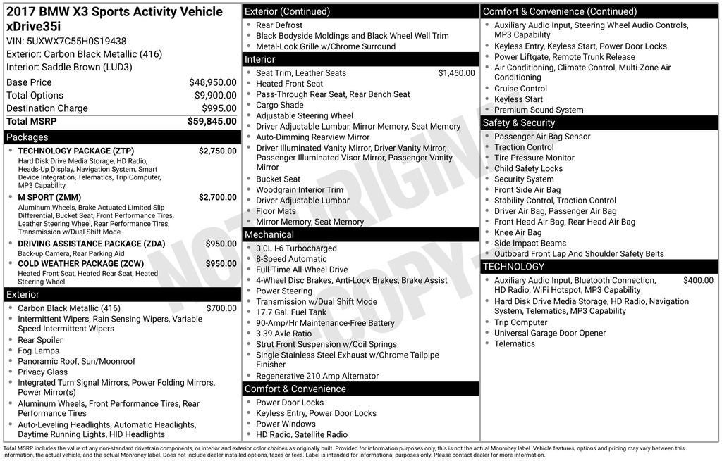 2017 BMW X3 xDrive35i