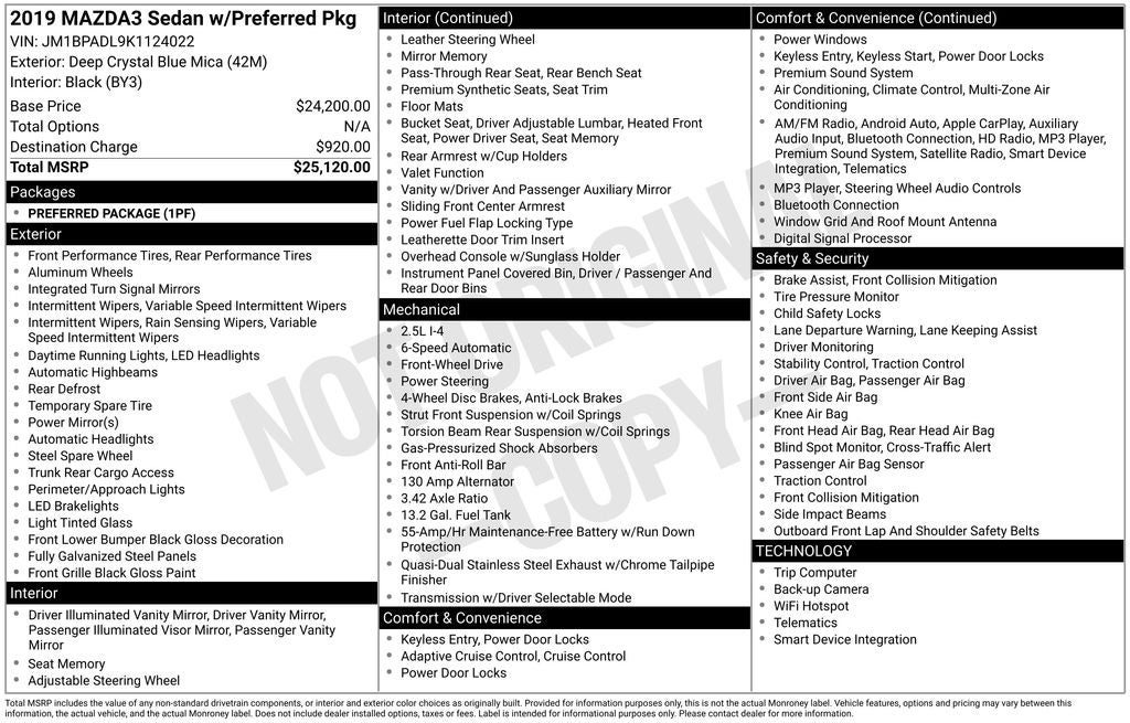 2019 Mazda Mazda3 Preferred