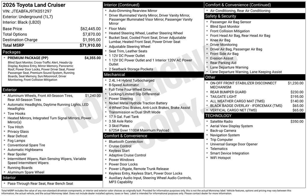 2026 Toyota Land Cruiser Base
