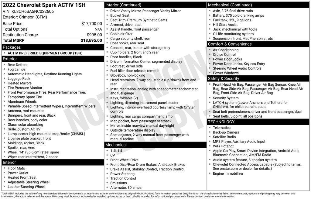 2022 Chevrolet Spark ACTIV
