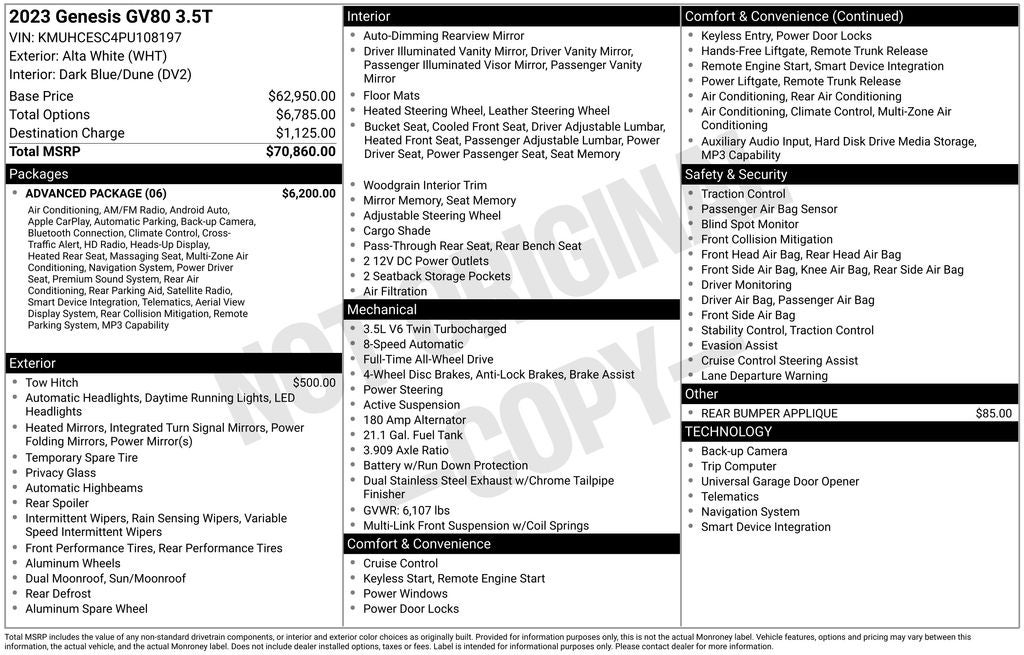 2023 Genesis GV80 3.5T