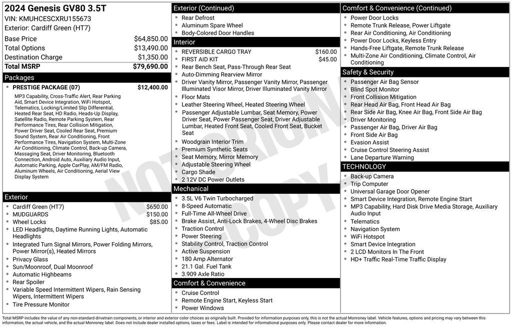 2024 Genesis GV80 3.5T Prestige
