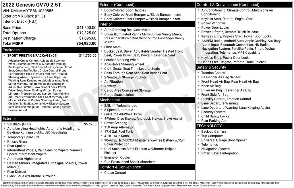 2022 Genesis GV70 2.5T Sport Prestige