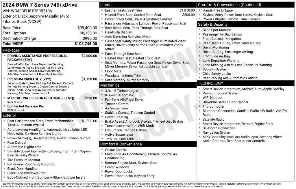 2024 BMW 7 Series 740i xDrive