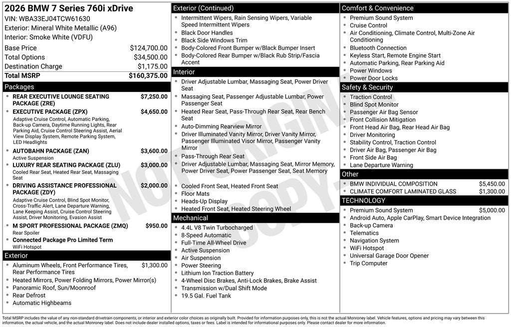 2026 BMW 7 Series 760i xDrive