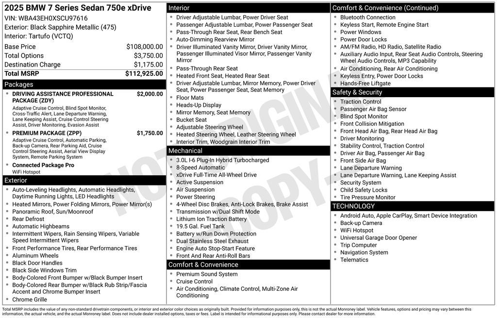 2025 BMW 7 Series 750e xDrive