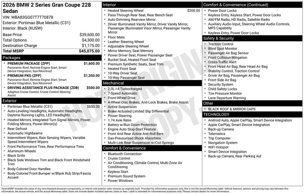 2026 BMW 2 Series 228 Gran Coupe