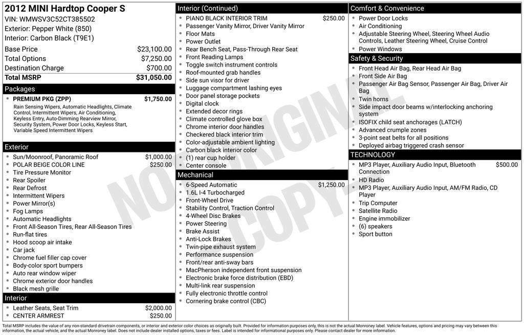 2012 MINI Cooper S Base