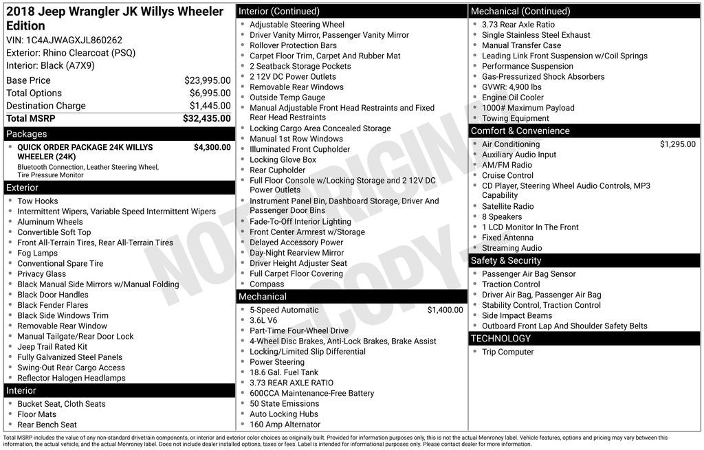 2018 Jeep Wrangler JK Willys Wheeler