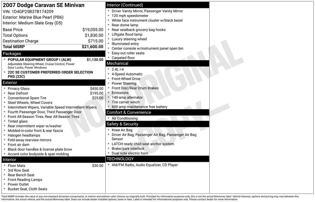 2007 Dodge Caravan SE