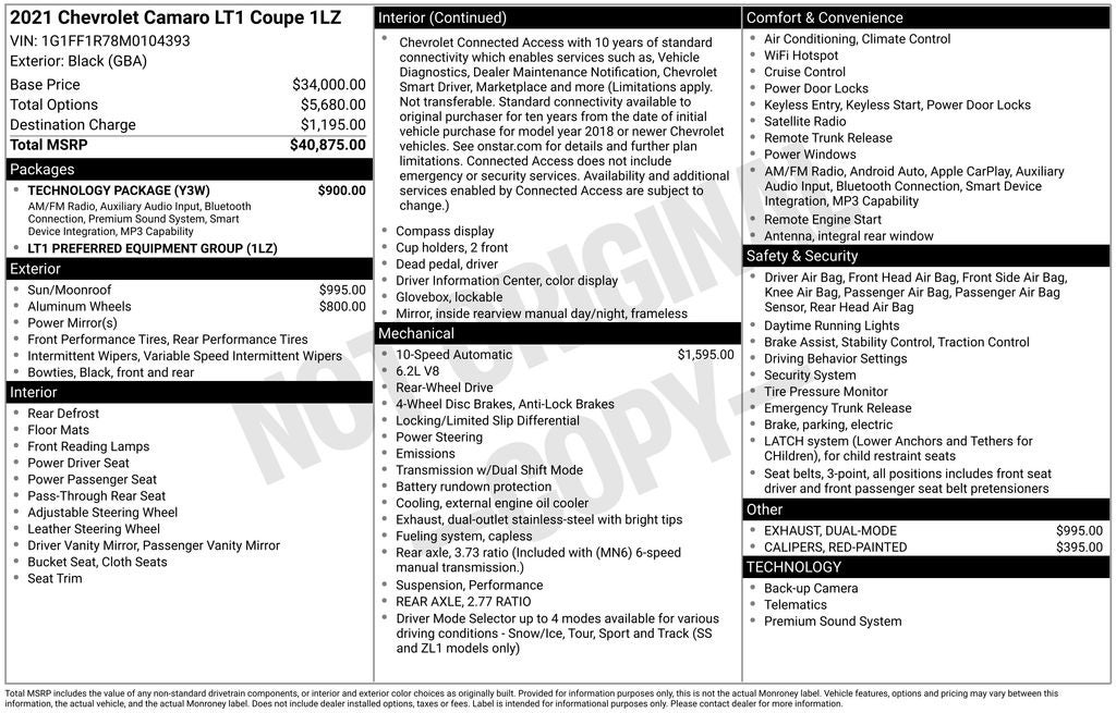 2021 Chevrolet Camaro LT1