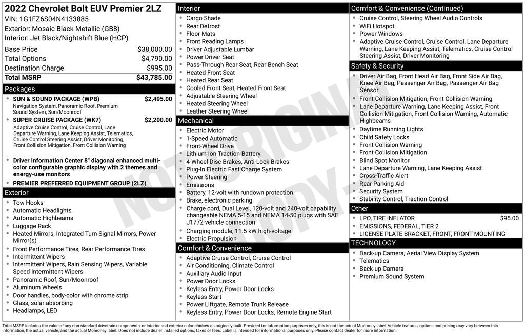 2022 Chevrolet Bolt EUV Premier