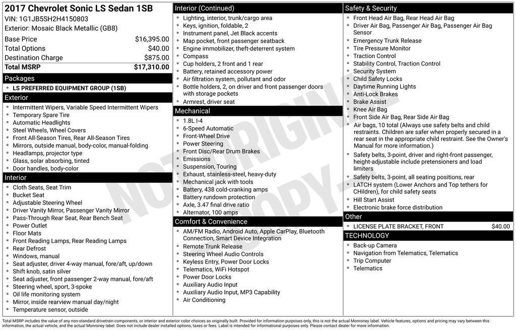 2017 Chevrolet Sonic LS