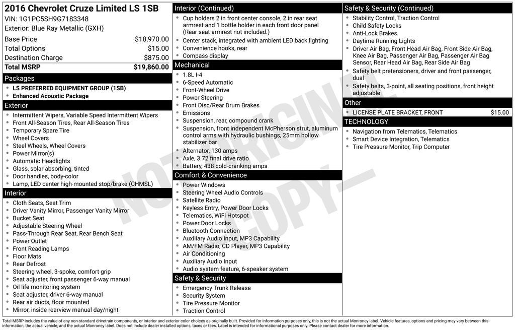 2016 Chevrolet Cruze Limited LS