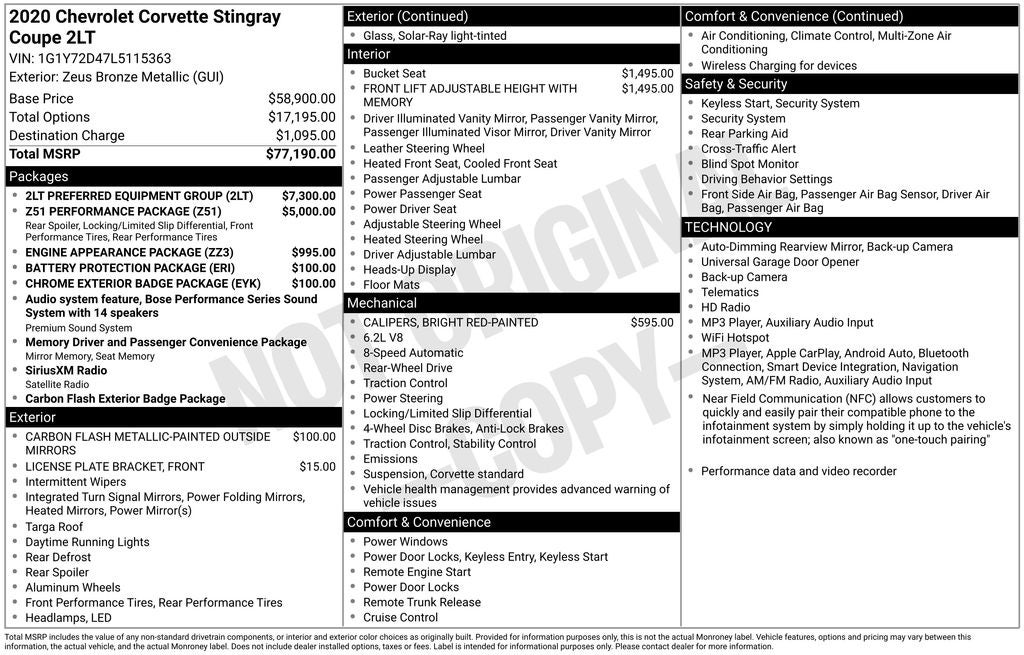 2020 Chevrolet Corvette Stingray 2LT