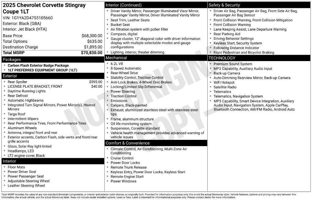 2025 Chevrolet Corvette Stingray 1LT