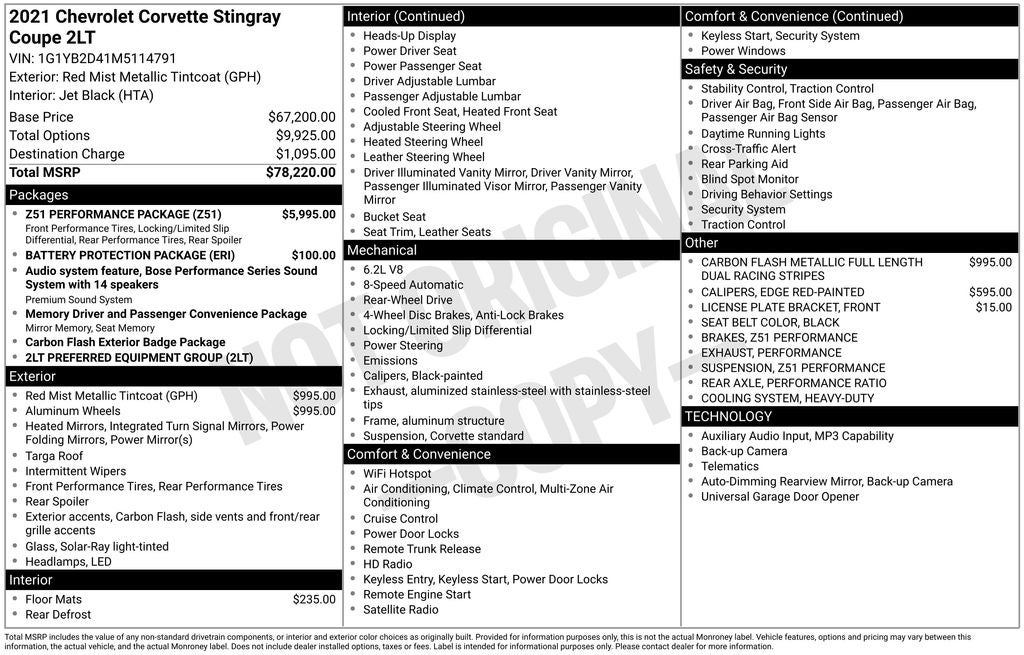 2021 Chevrolet Corvette Stingray 2LT