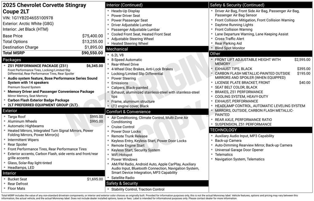 2025 Chevrolet Corvette Stingray 2LT