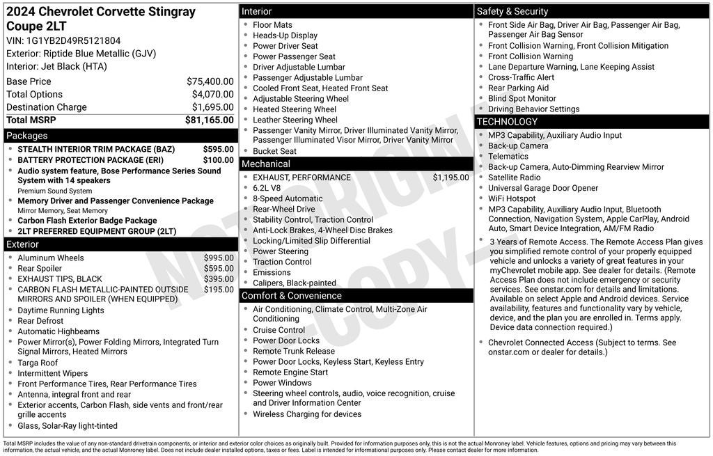 2024 Chevrolet Corvette Stingray 2LT