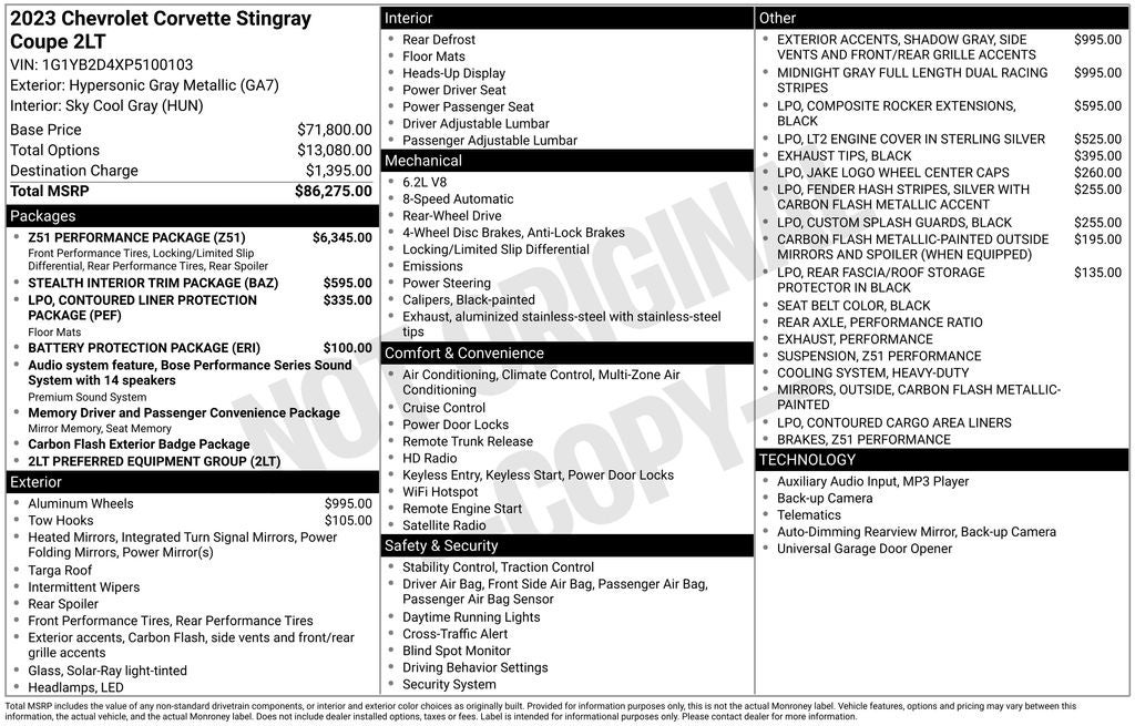 2023 Chevrolet Corvette Stingray 2LT