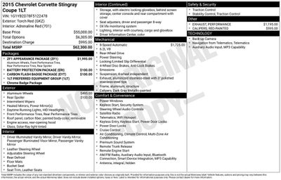 2015 Chevrolet Corvette Stingray 1LT