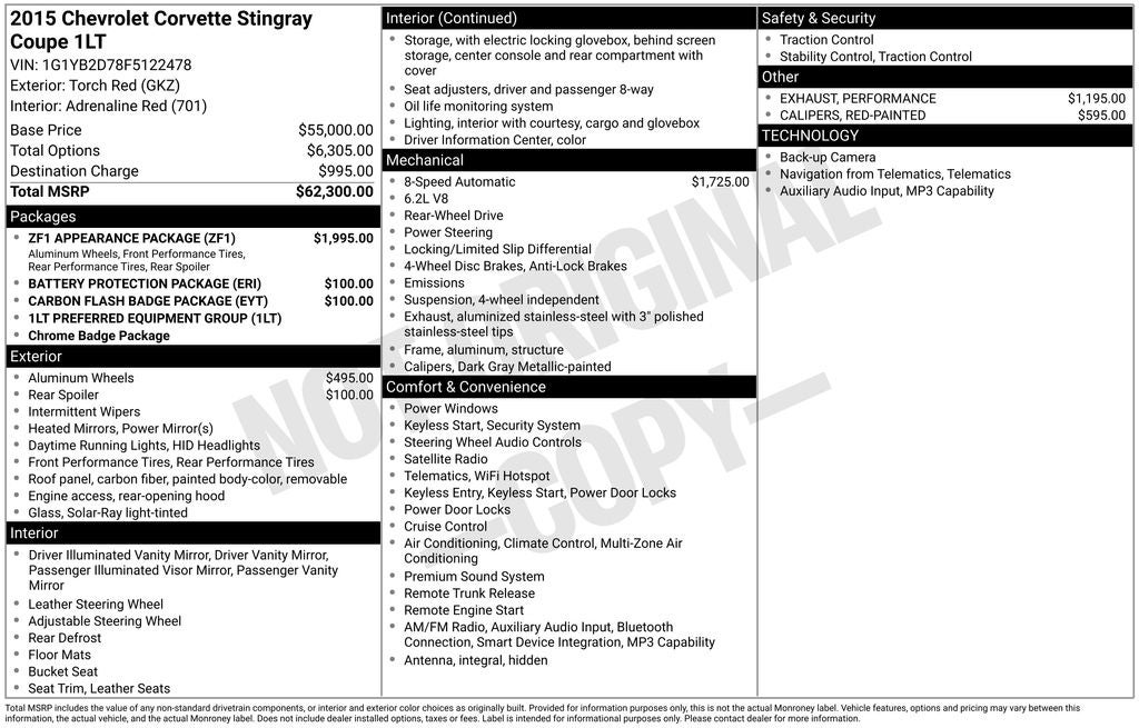 2015 Chevrolet Corvette Stingray 1LT