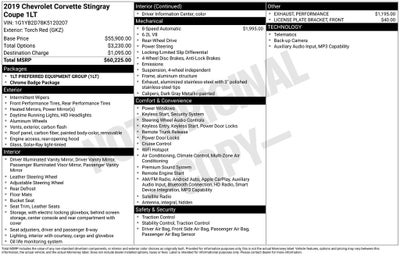 2019 Chevrolet Corvette Stingray 1LT