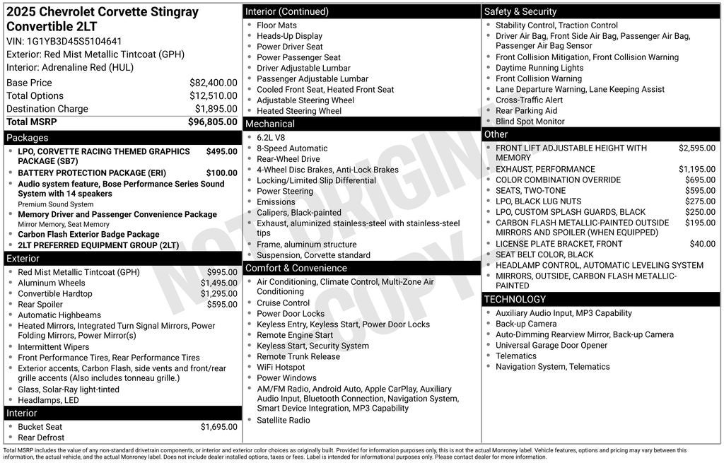 2025 Chevrolet Corvette Stingray 2LT