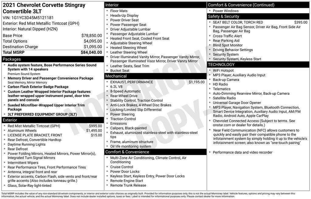2021 Chevrolet Corvette Stingray 3LT