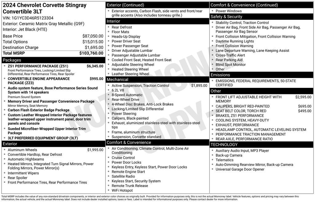2024 Chevrolet Corvette Stingray 3LT