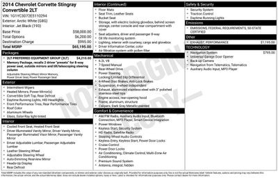 2014 Chevrolet Corvette Stingray Base 2LT