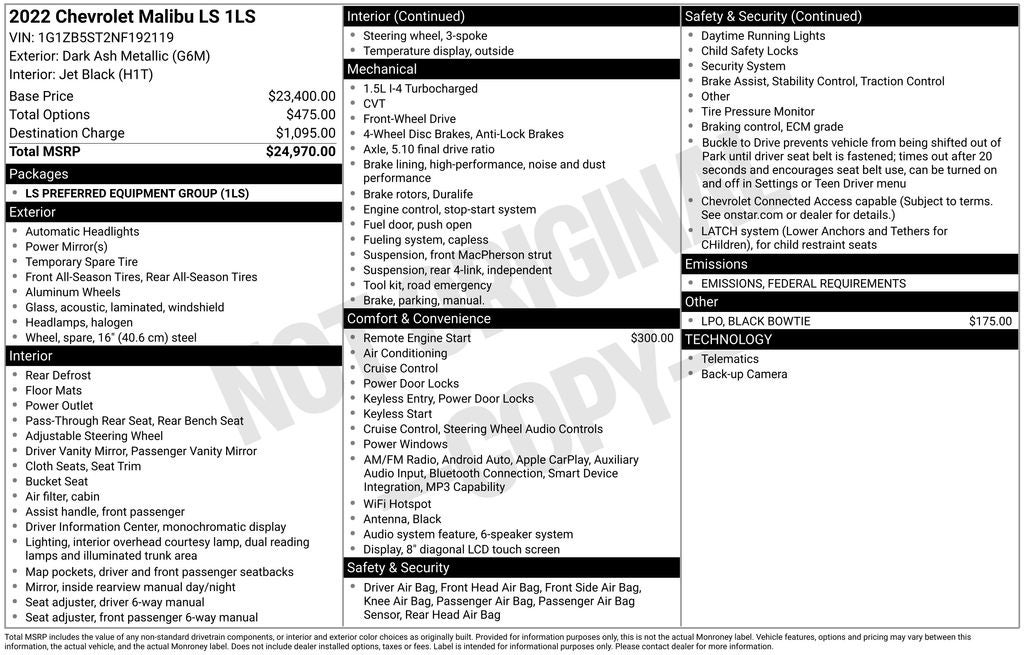 2022 Chevrolet Malibu LS 1LS