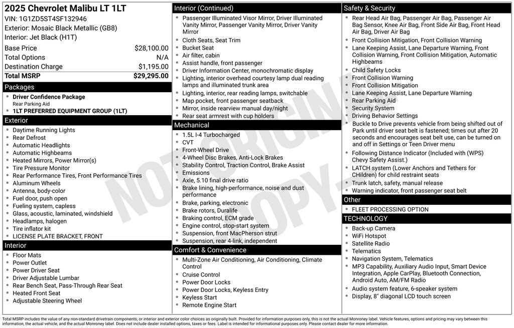 2025 Chevrolet Malibu LT 1LT