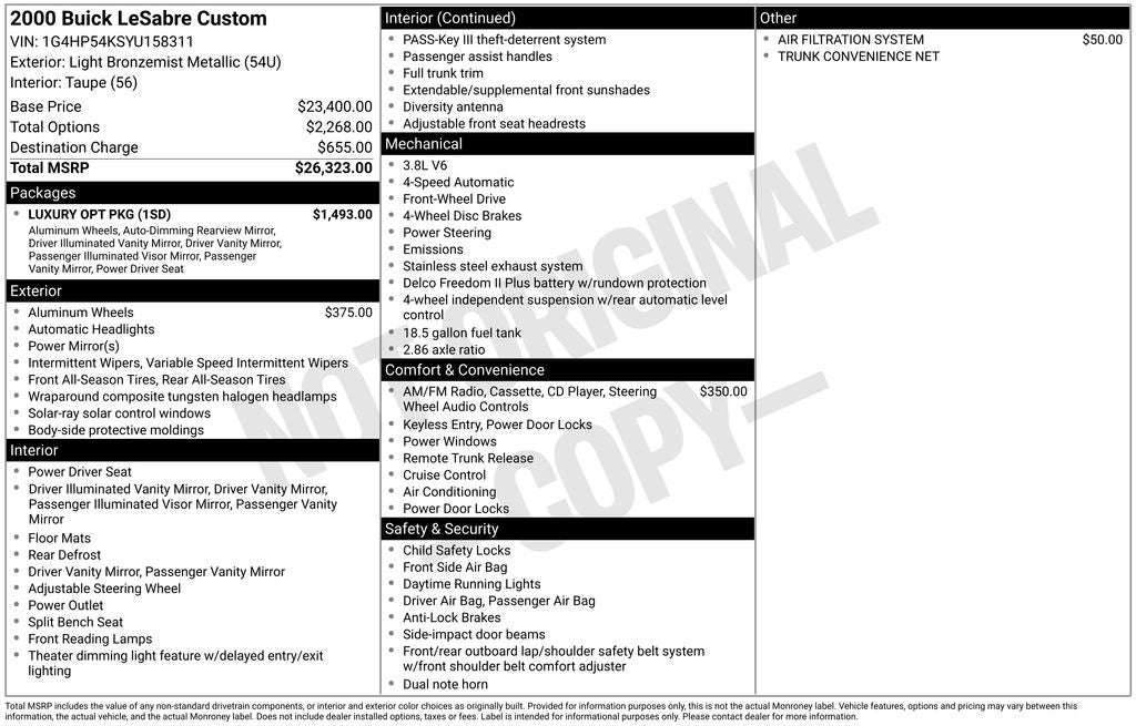 2000 Buick LeSabre Custom