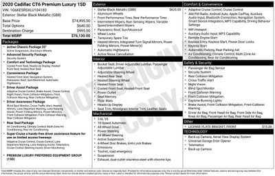 2020 Cadillac CT6 3.6L Premium Luxury