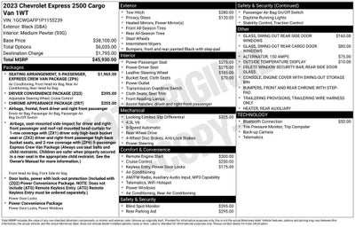 2023 Chevrolet Express 2500 Work Van Cargo
