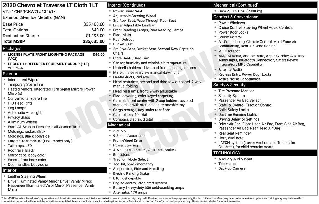 2020 Chevrolet Traverse LT 1LT