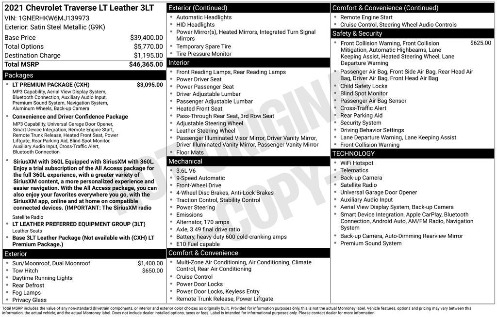 2021 Chevrolet Traverse LT Leather