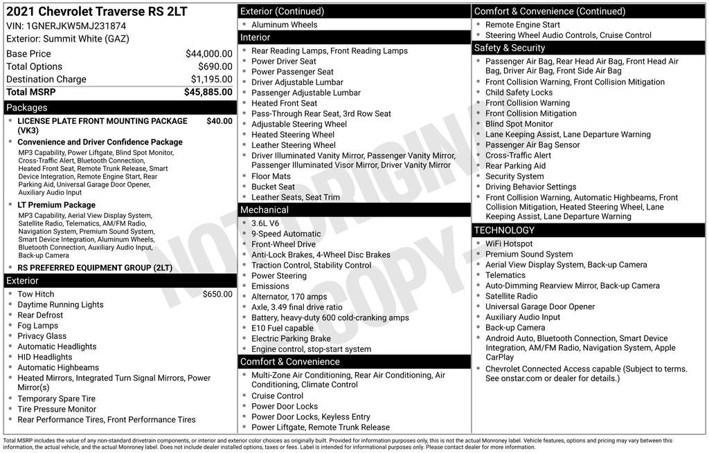 2021 Chevrolet Traverse RS