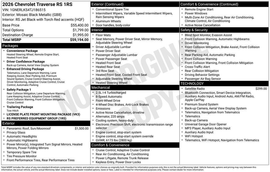 2026 Chevrolet Traverse RS