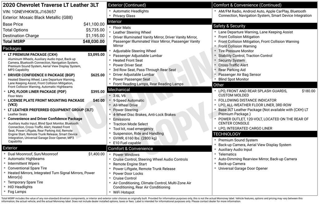 2020 Chevrolet Traverse 3LT