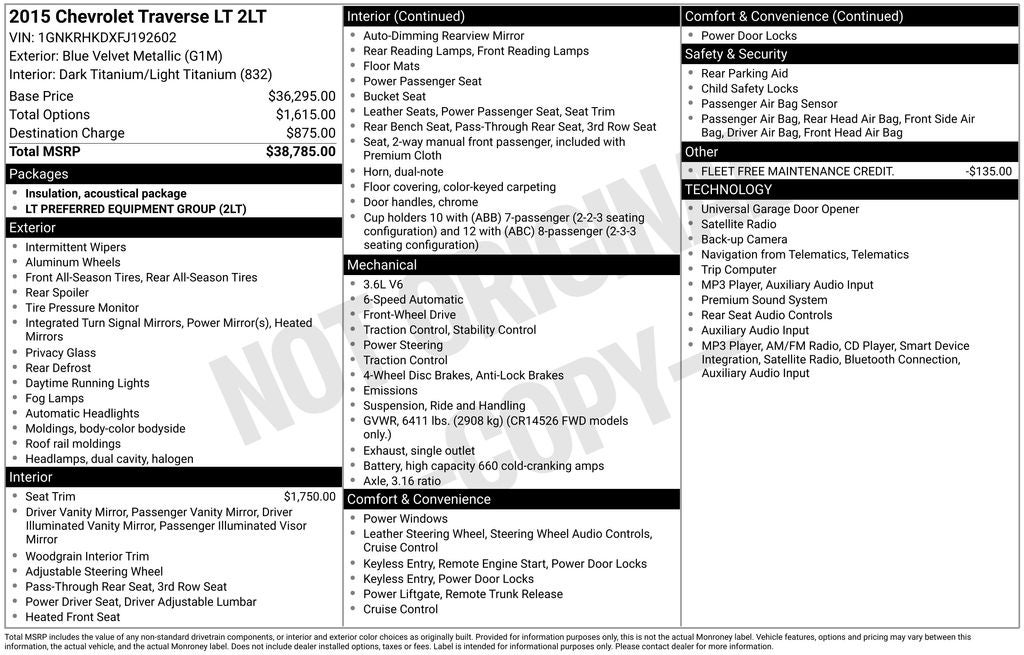 2015 Chevrolet Traverse 2LT 2LT