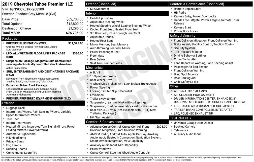 2019 Chevrolet Tahoe Premier